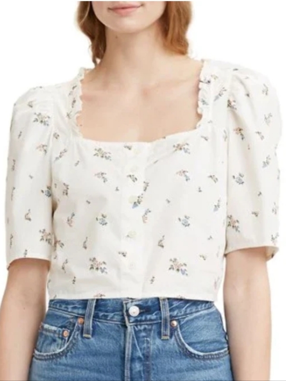 Levi's Joella puff shoulder cropped top